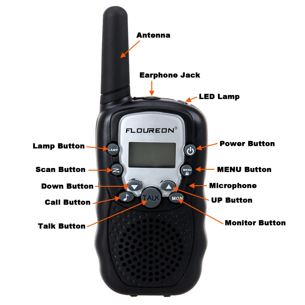 FLOUREON 1 пара 8 канальные рации UHF400 470MHz ЖК дисплей любительский двухстороннее радио