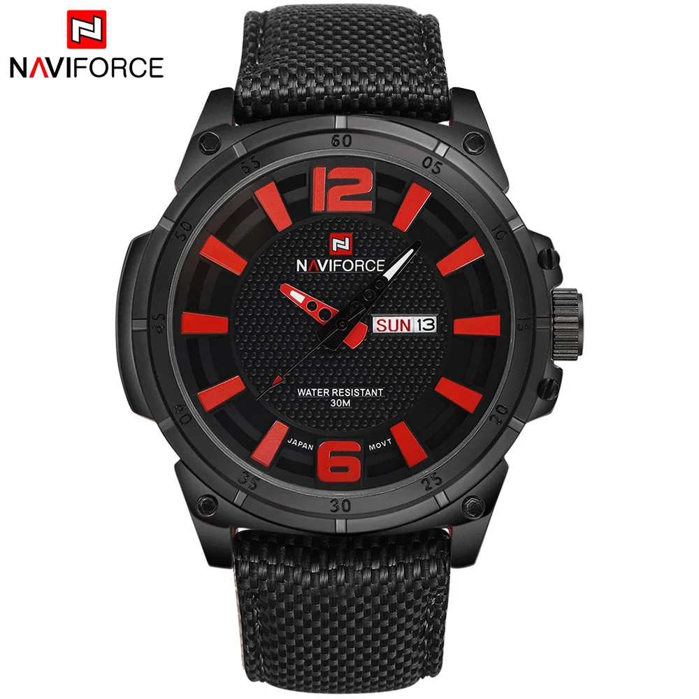 Часы NAVIFORCE мужские спортивные армейские кожаные водонепроницаемые