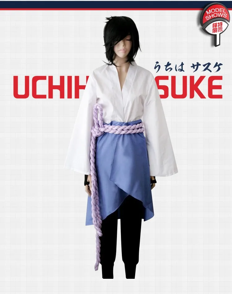 Uchiha Sasuke костюмы для косплея Аниме Наруто Shippuden костюмы третьего поколения одежда (Блейзер + штаны Пояс Веревка handguard)