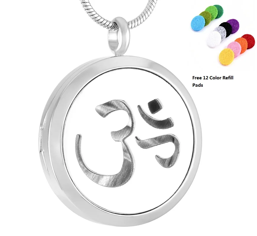 

KLH0031 Ohm Om Aum Yoga Aromatherapy Perfume Essential Oil Diffuser Necklace Locket-Customized Engrave Accepted
