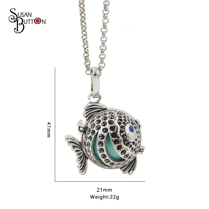 Silver Fish Cage Locket Pendant Necklace Harmony Chime Ball Mexican Bola Music Prenatal Jewelry | Украшения и аксессуары