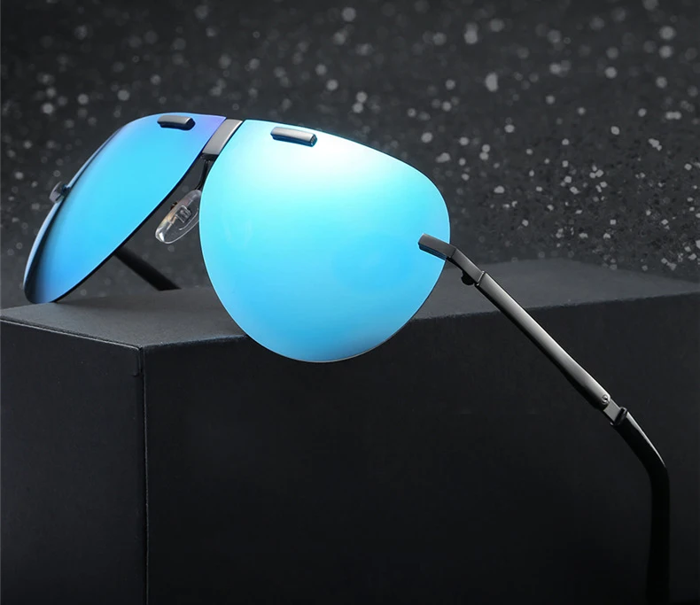Новые мужские Поляризованные алюминиевые солнцезащитные очки без оправы, для вождения, рыбалки, складные поляризованные солнцезащитные очки пилота UV400, антибликовые A391