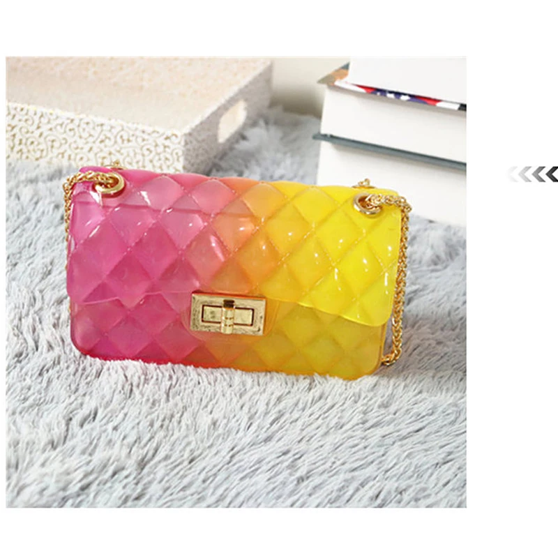 

TIKO BAG 2019 Summer PVC Colorful Bag Plaid Jelly Designed Candy Color Ladies Chain Handbags femme Women Crossbody Shoulder Bag