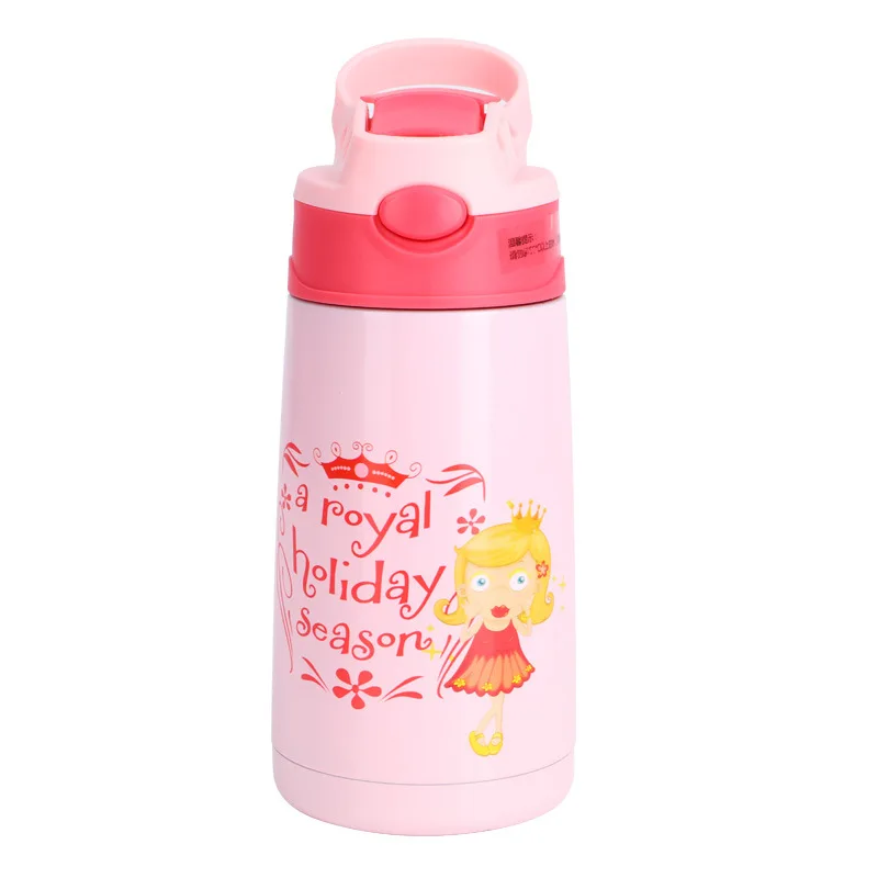 New 400Ml Baby mug stainless steel student duckbill child insulation cup with straw cute cartoon straw Vacuum Flasks& Thermoses