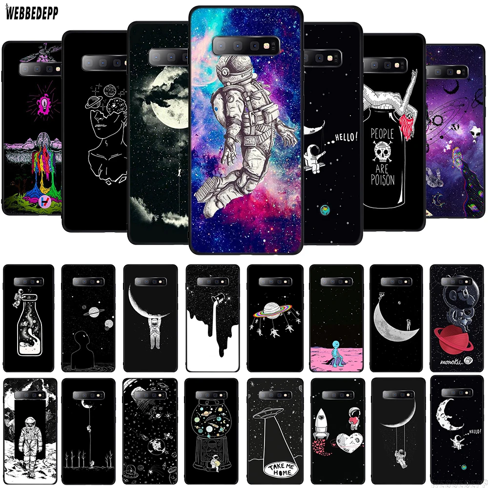 Чехол из ТПУ WEBBEDEPP Art space astronaut skate moon для Samsung Galaxy A10 A30 A40 A50 A70 A6 A8 A9 J6 2018 Note 8 9 мягкий