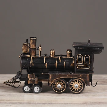 

Vintage Home Decoration Accessories Iron Steam locomotive Ornament Home Collection Crafts Figurine Creative Train Artesanato