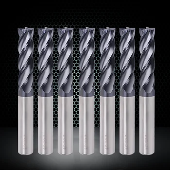 

ZGT HRC50 4 Flute Milling Cutter fresa cnc Alloy Carbide End Mill Metal Cutter Tungsten Steel Milling Cutter 3mm 4mm 5mm 6mm 8mm
