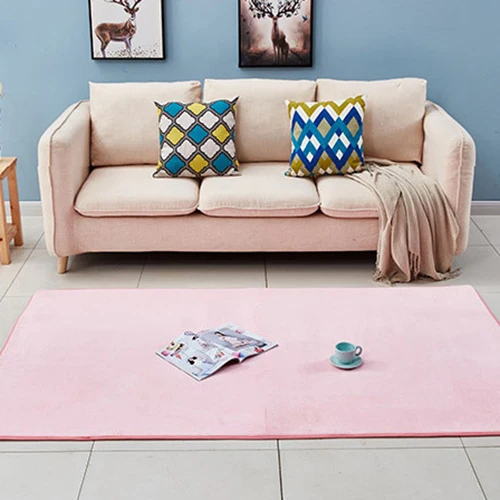 Ковер для гостиной с коротким ворсом, хлопковый коврик с эффектом памяти, диван, журнальный столик, спальня, нескользящий звукоизоляционный ковер для дома, серый цвет - Цвет: Pink