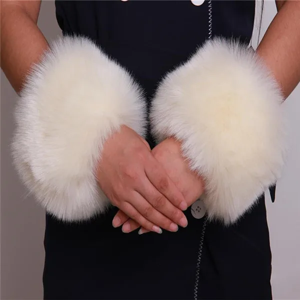 1Pair 2018 Elegant Women Fluffy Faux Fur Cuff Winter Warmer Soft
