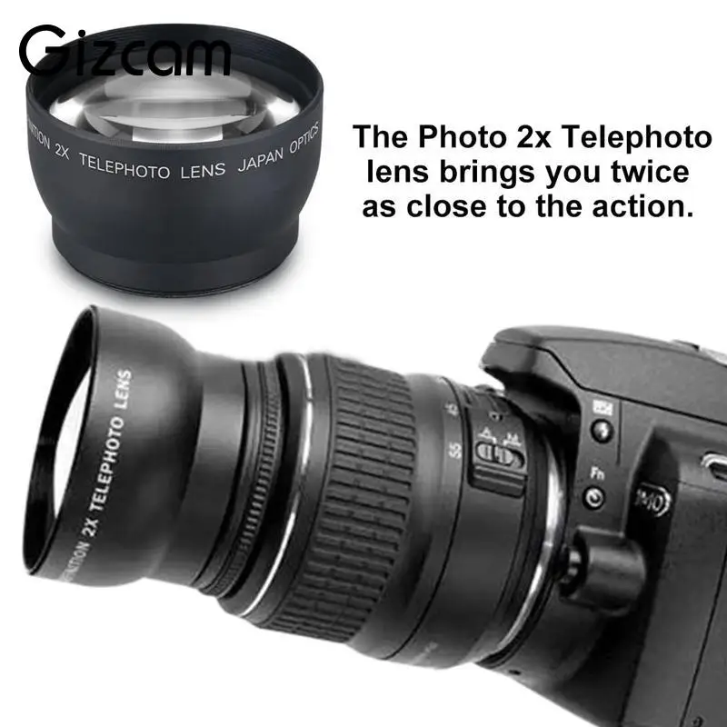 Профессиональный преобразователь объектива Gizcam 52 мм 2x для камеры Nikon D5100 D3200 D70 D40