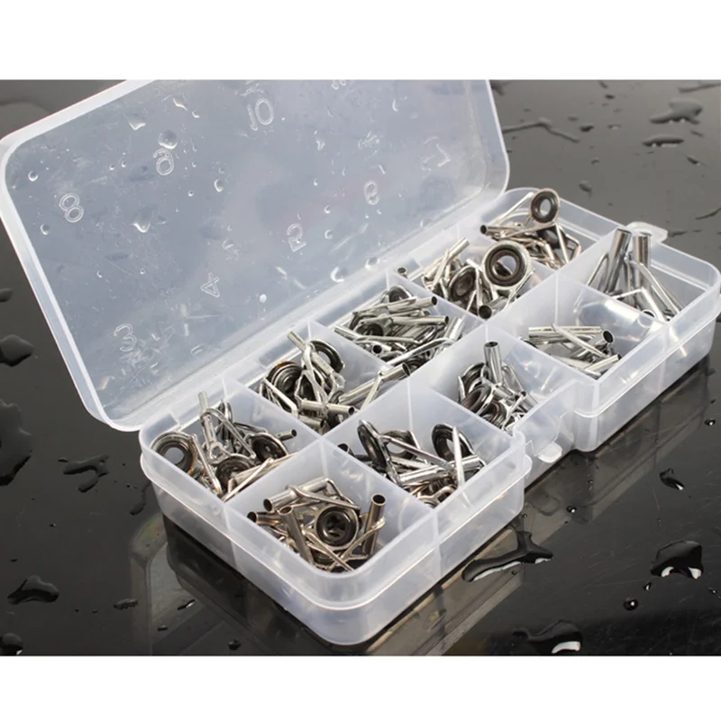 

80 Pcs Fishing Rod Guide Rings Mixed Size Stainless Steel Ceramic Fish Pole Repair Tips Tool FK88