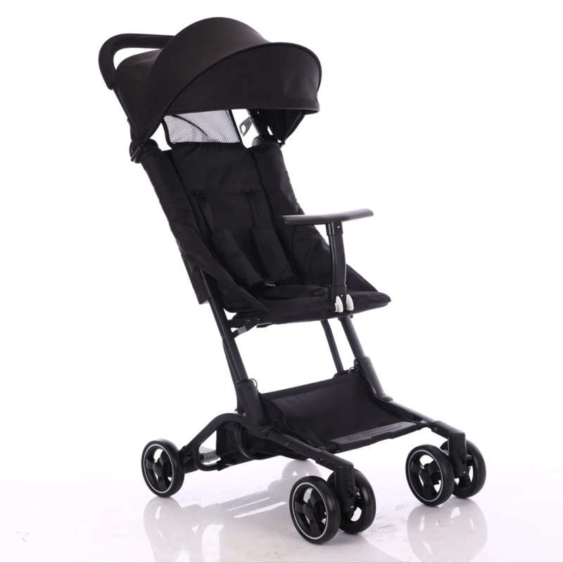 Детская коляска, складная, маленькая, легкая, 4 сезона использования, ударопрочная, четыре колеса, коляска VS Xiaomi - Цвет: Черный