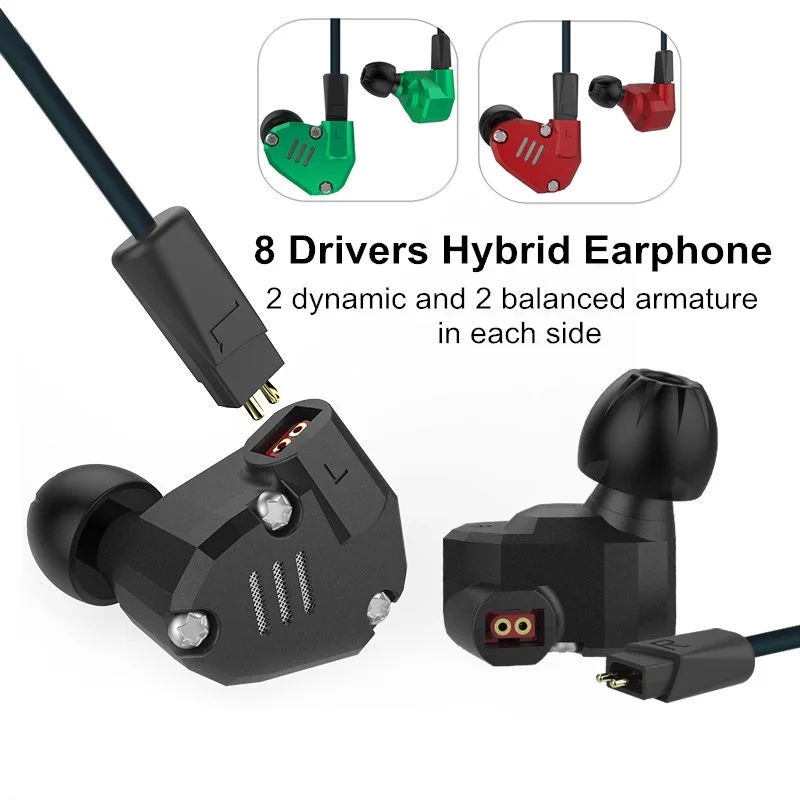 Плотным верхним ворсом KZ ZS6 2DD + 2BA Гибридный в ухо наушники HIFI монитор DJ для бега