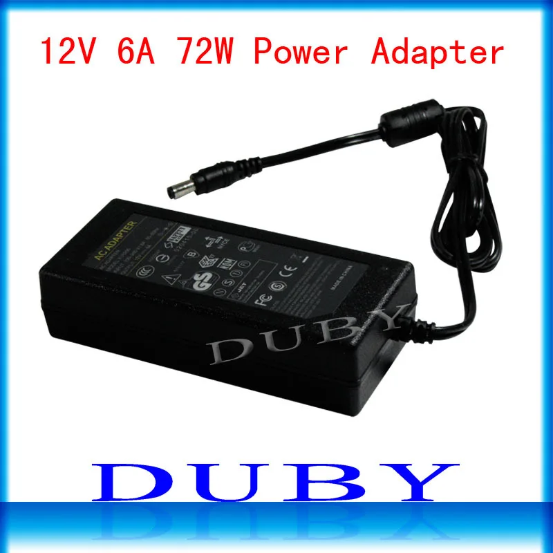 

20piece/lot 12V6A New AC 100V-240V Converter power Adapter DC 12V 6A Power Supply EU/US/UK Plug DC Free Fedex