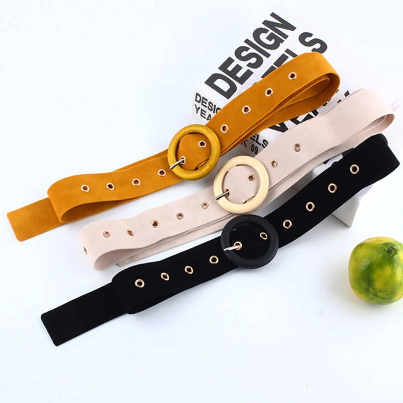 

Buckle Suede Belt For Women Velvet Waist Belt PU Leather Fashion Ladies Wild Belts For Dress Clothing Decorations