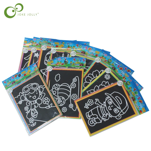 10pcs/lot Child Kids Magic Scratch Art Doodle Pad Painting Cards Toys Early Educational Learning Drawing Toys WYQ 1