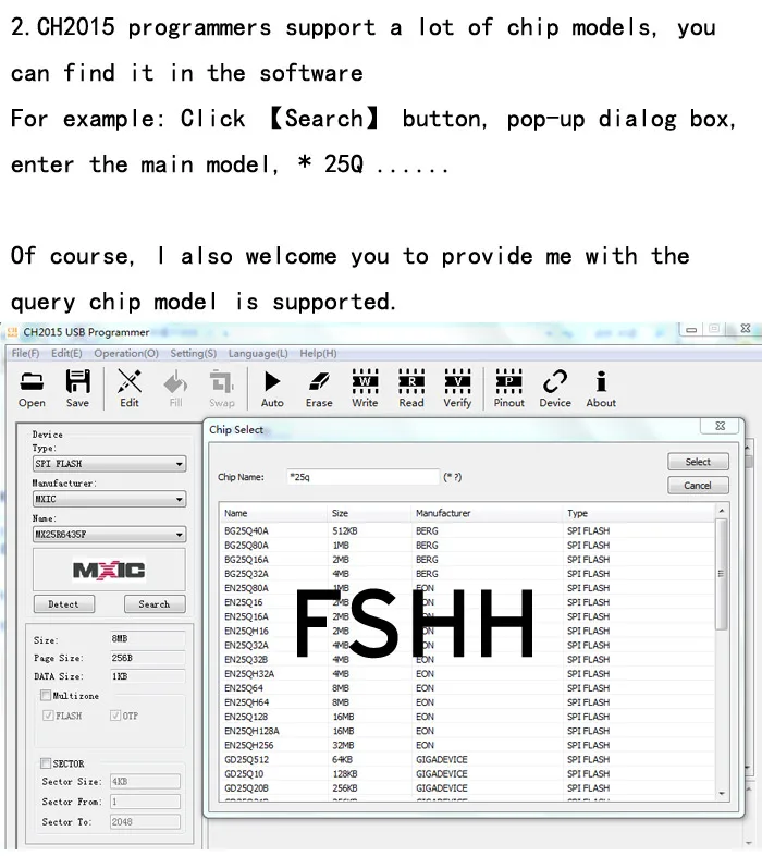 CH2015 SPI FLASH высокоскоростной программист + для 93c/93lc чип SOT23-6 адаптер Flash/EEPROM программист