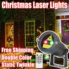 Christmas Laser Lights Outdoor Star Projector Showers Home Decorations Double Color Static Twinkle With Remote Waterproof IP44