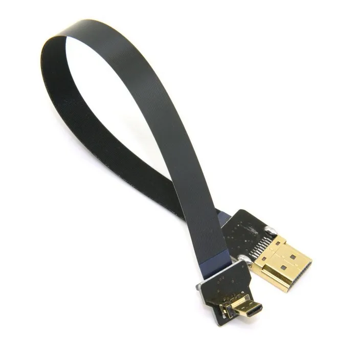 Angular FPV MicroHDMI para HDMI Cabo Plano FPC 20 cm 30 cm 50 cm  pe pes para sj4000 sjcam sj5000 gopro hero 4 hero 3 xiaomi yi