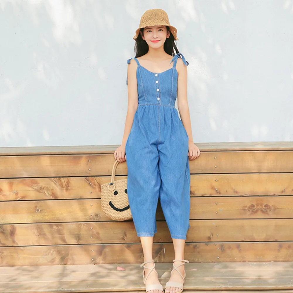 Denim Jumpsuits - Cheap Price wide leg blue jean jumpsuits for women