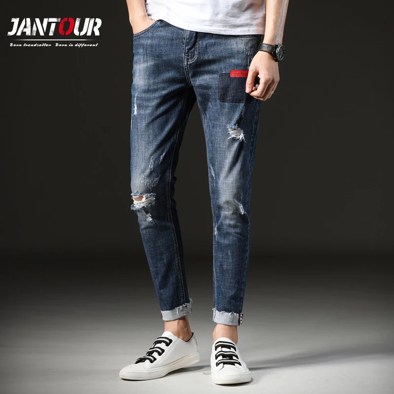 2018 nueva azul jeans para hombre Slim Fit Casual Denim Pantalones Skinny Jeans hombres con estilo Mens lápiz elástico pant hombre|pants skinny|denim pantsskinny men - AliExpress