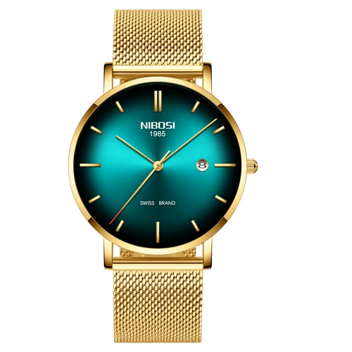 Часы мужские NIBOSI для мужчин s часы Relogio Masculino лучший бренд класса люкс ультра тонкий сетчатый ремень мужские кварцевые часы водонепроницаемые Модные Красочные циферблаты - Цвет: 16