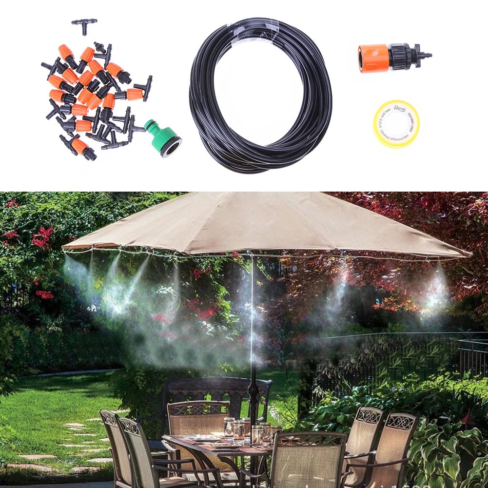 10m Adjustable Garden Watering System Irrigation System 15 Sprinkler Automatic Watering Plant Grass Irrigation System