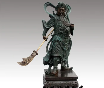 

22''China Warrior Guardian Ancient General Guangong Guan Yu Dragon Bronze Statue