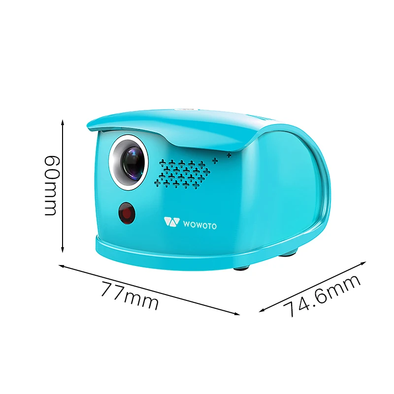 WOWOTO Mini Blue Projector Manual Focus 854*480 Resolution Wi-Fi Bluetooth LED Portable HD Beamer For Home Entertainment Q1