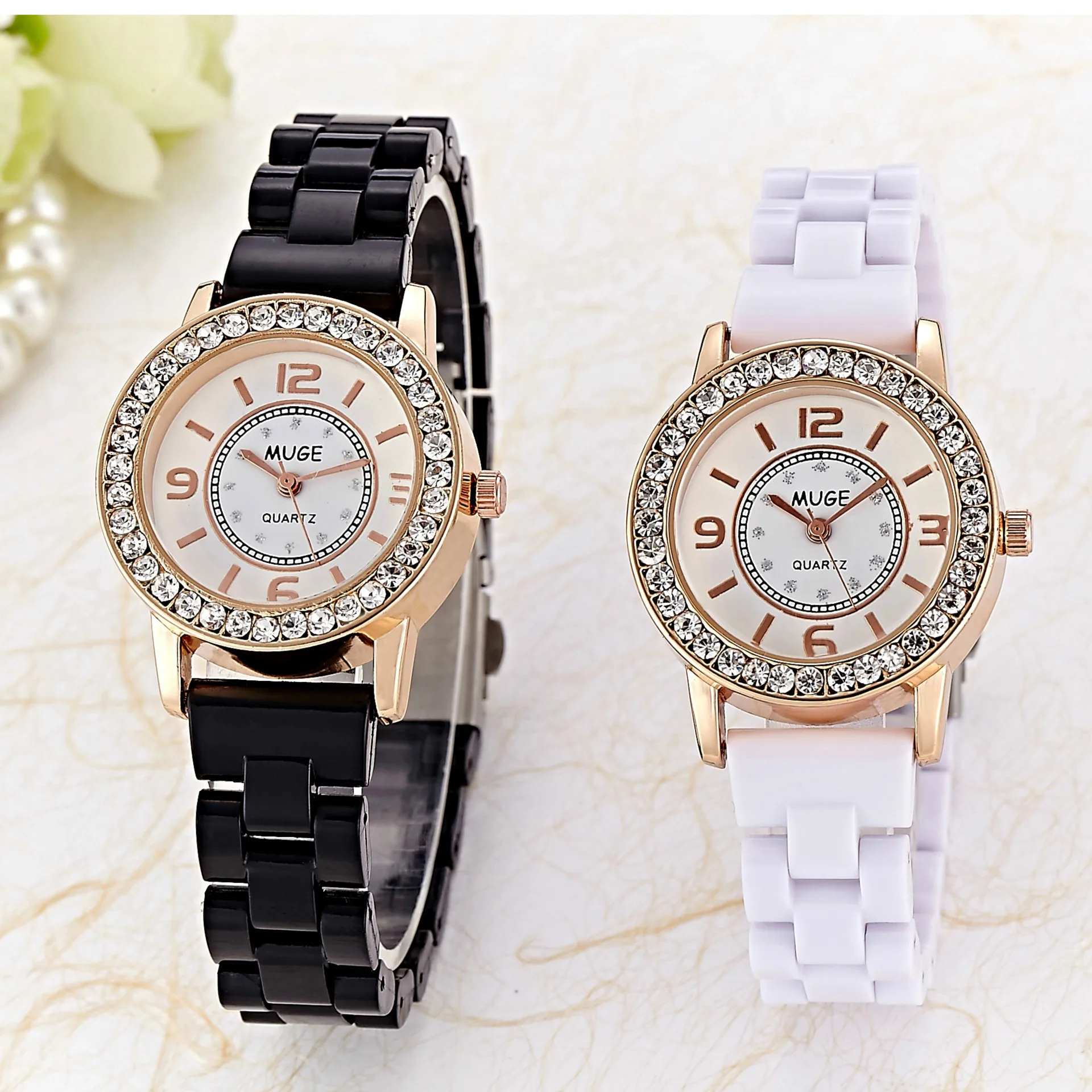 

2016 New Fashion Luxury Ladies Quartz Watch Shining Rhinostone Women Wristwatch Imitation Ceramic Strap Watches Gift To Girls