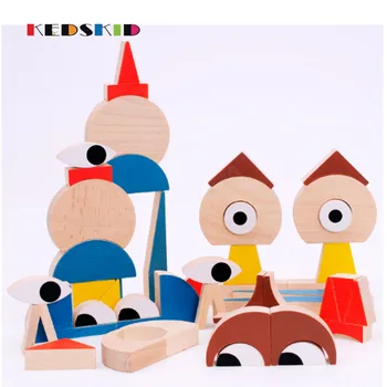 

baby educational toy colorful rainbow montessori Animal shape Jigsaw puzzle wooden building sensory toy