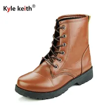Kyle Keith Fashion Pu Leather Brown Blue Black Boots Men High Top Martin Autumn Winter Comfortable Snow Shoes Boots