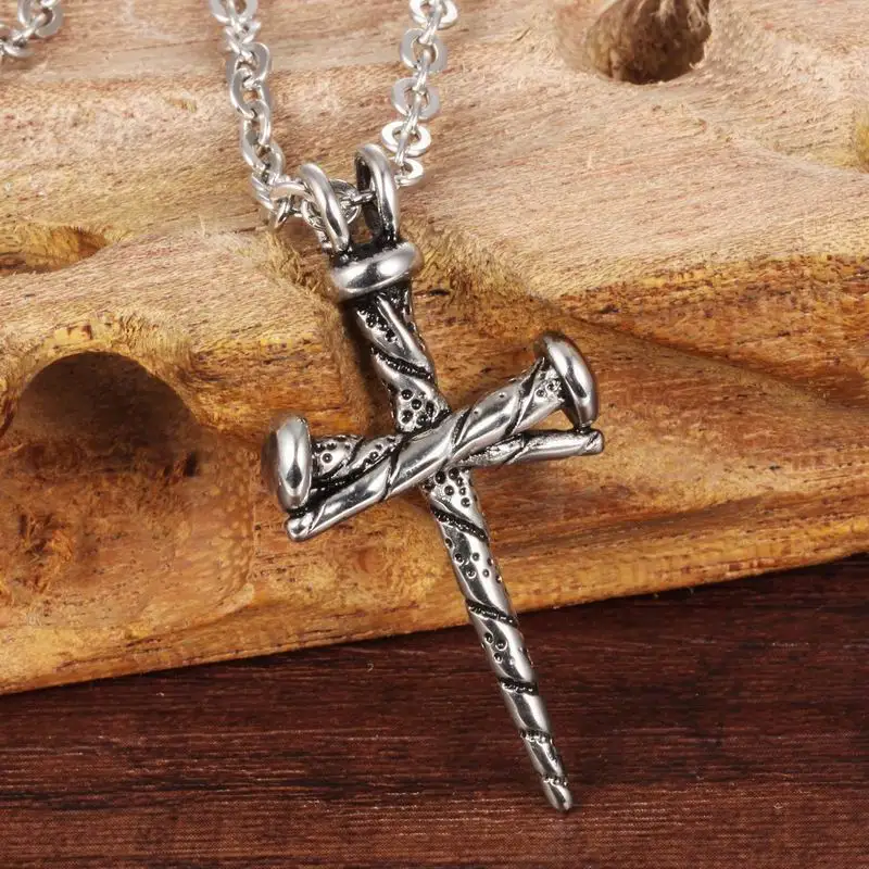 Христос изысканный Викинг для женщин и мужчин из нержавеющей стали в форме ногтей крест кулон ожерелье для мужчин ювелирные изделия готический панк мужские ювелирные изделия