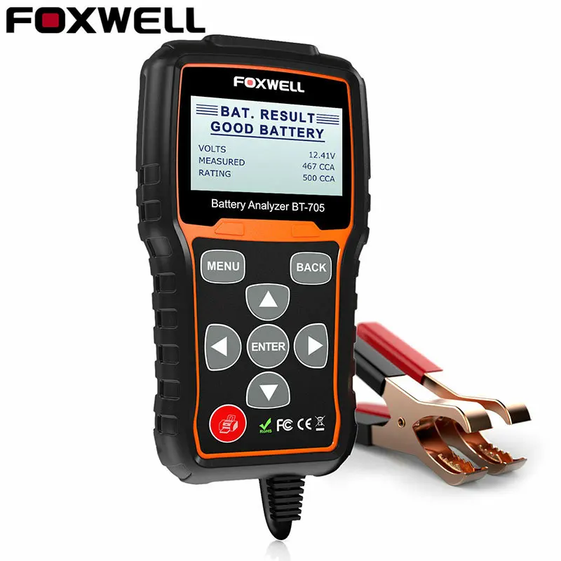 FOXWELL 12V автомобиль грузовик Батарея тестер 100-2000CCA Батарея Тестер нагрузки 12V 24V сгибать и зарядки Системы Батарея анализатор BT705