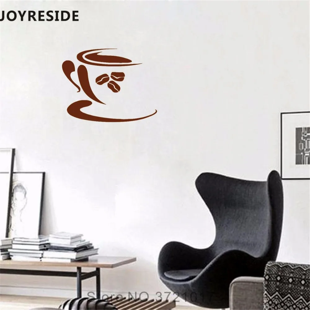 JOYRESIDE Coffee Cup Wall Decal Cute Coffee Cups Beans Wall Sticker Art