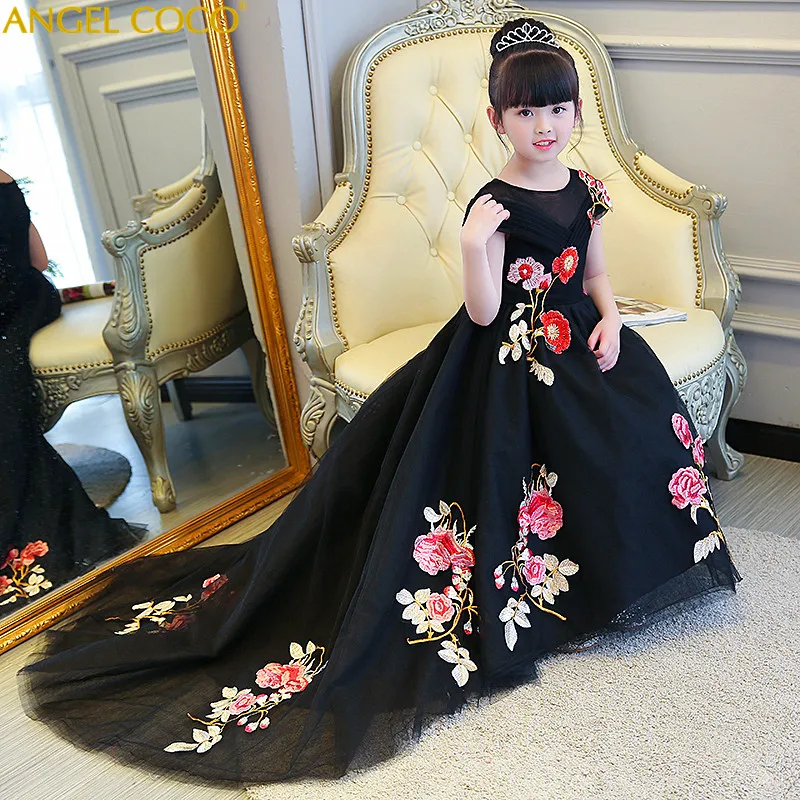 kids black long dress