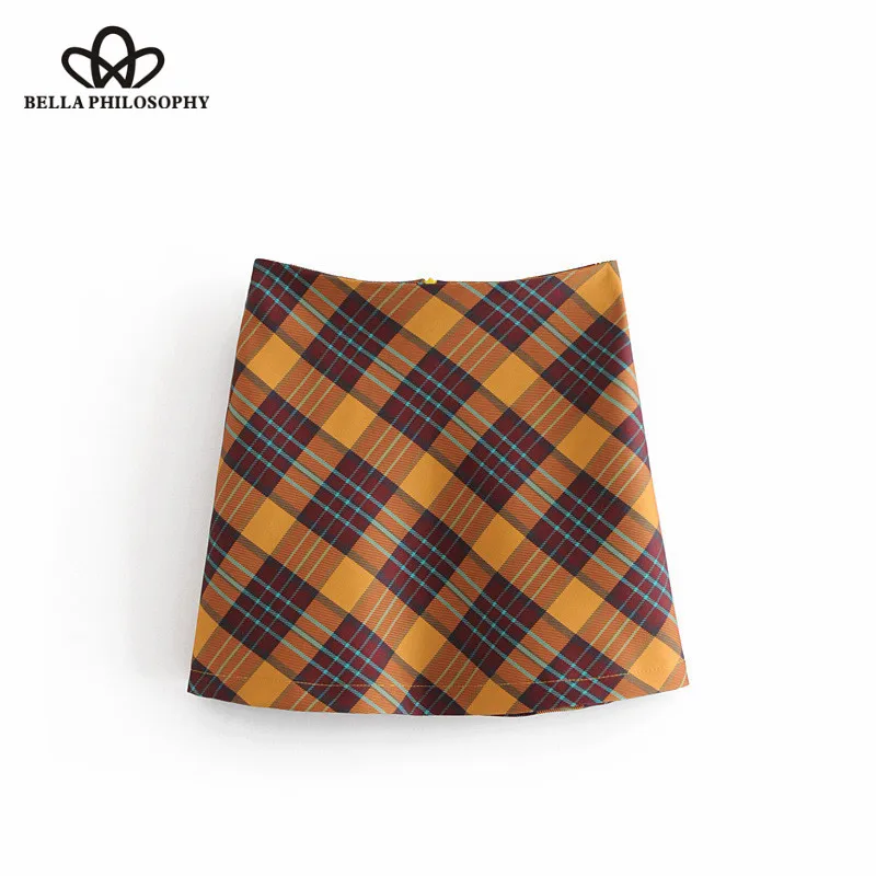 Wonder 2018 new autumn Vintage Chic Plaid OL Mini Skirt A Line Back Hidden Zipper Streetwear Ladies Skirts Casual Faldas Mujer