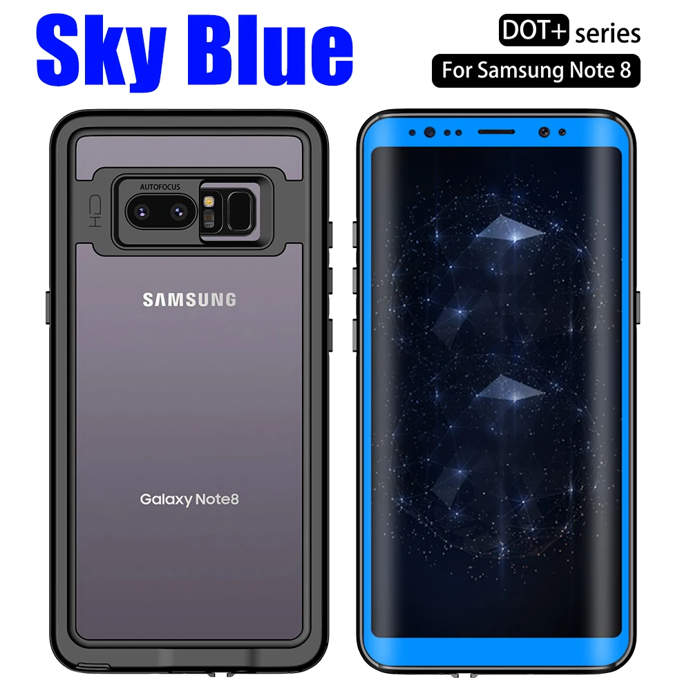 Чехол для samsung Galaxy Note 8 Note9,, серия RedPepper Dot, IP68, водонепроницаемый, для дайвинга, под водой, PC+ TPU, защитный чехол SN84 - Цвет: Sky blue