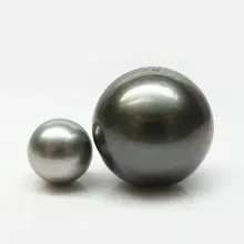 AA+ огромный круглый ЮЖНОГО МОРЯ Tahitian культивированный свободная перла неразбуренные 2 шт. 16,4 мм 9 мм