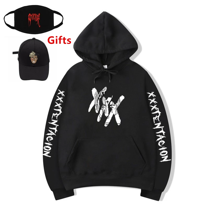 

Cap&Mask as Gifts Rapper XXXTentacion hoodies sweatshirt inner fleece warm men women hip hop Bboy DJ dancer tracksuits coat