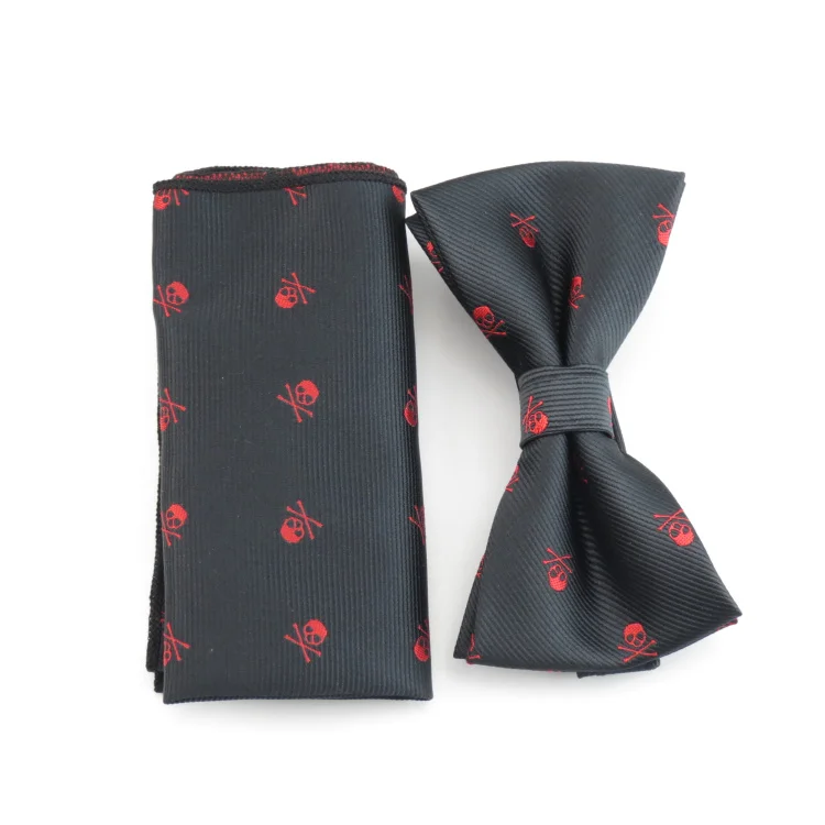 Черный галстук, мужской галстук, 6 см, мужской узкий галстук с черепом, Корейская мужская мода, галстуки для отдыха, подходящие карманные квадратные Галстуки