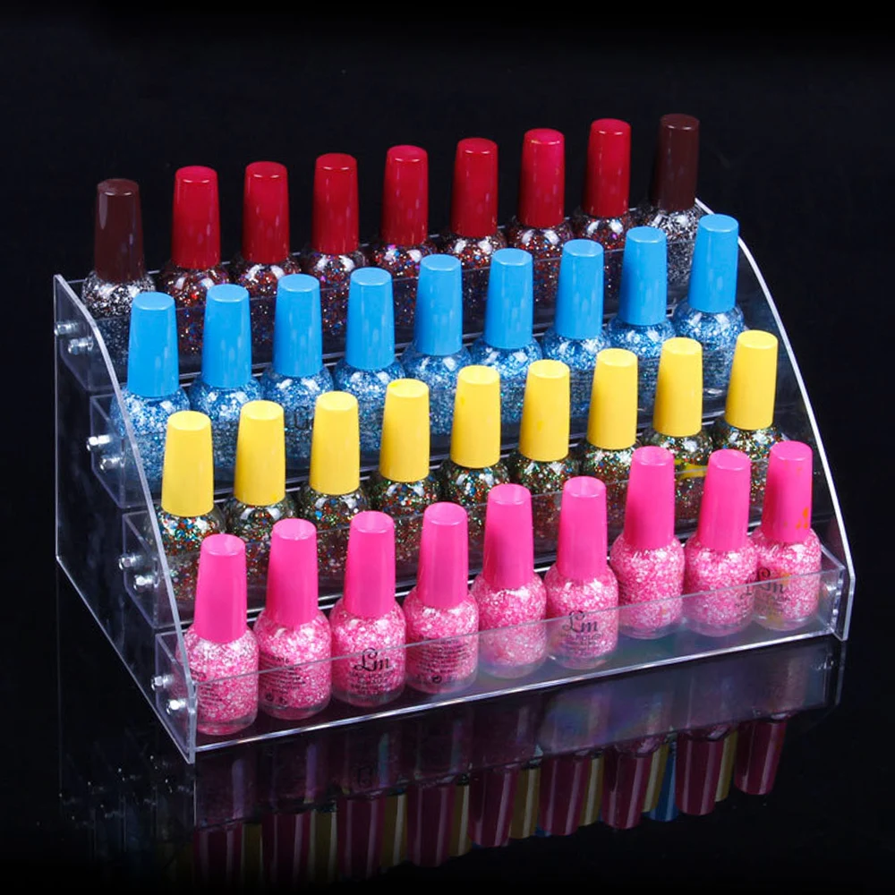 2-5Layer Clear Acrylic Nail Polish Display Rack Gel Varnish Storage Organizer Stand Manicure Tool Nail Art Display Showing Shelf (8)