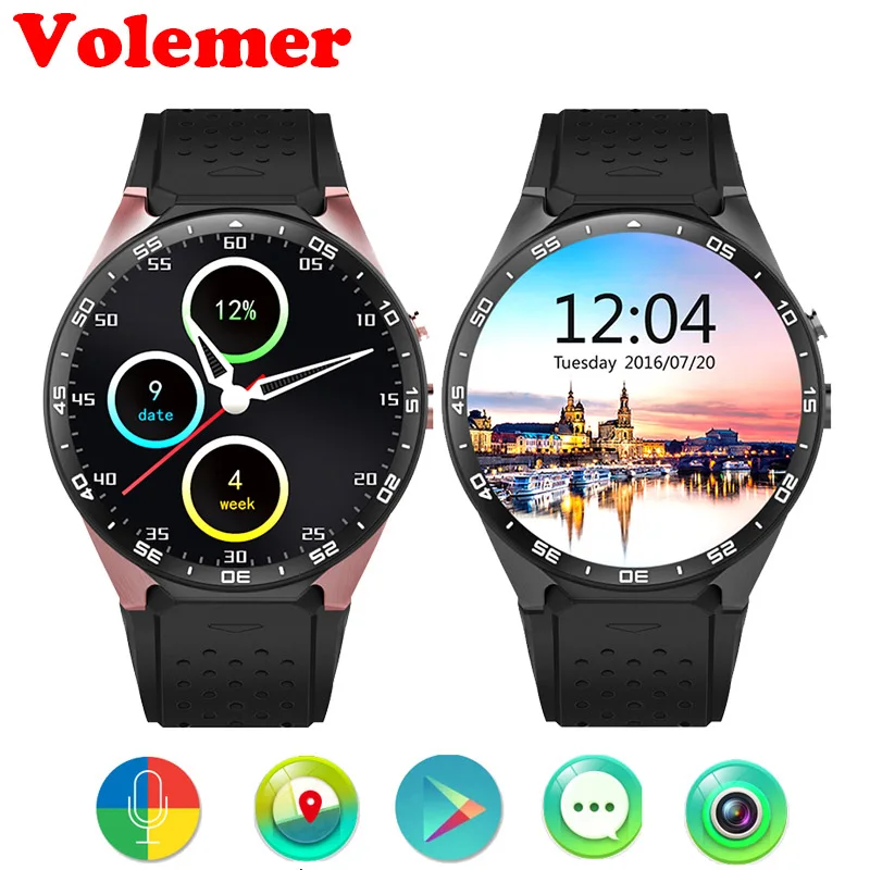 

Volemer KW88 3G WIFI Smartwatch Cell Phone Bluetooth Smart Watch Phone Android 5.1 SIM Card Camera Heart Rate Monitor GPS Watch