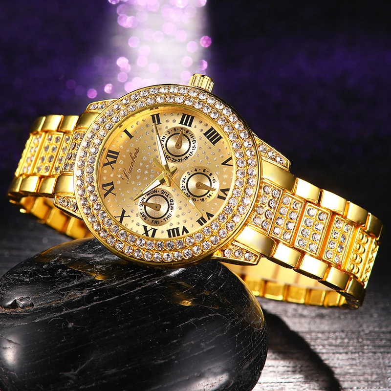 Cena Hip Hop złoty srebrny kwarcowy zegarek dla mężczyzn kobiety Bling Iced Out diamenty zegarek męski zegar Hip Hop zegarek Party prezent W0020