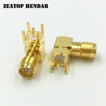 

200Pcs Brass SMA Female Right Angle Jack 4 Leg PCB Mount Plug Straight RF Coaxial Connector Gold Plated