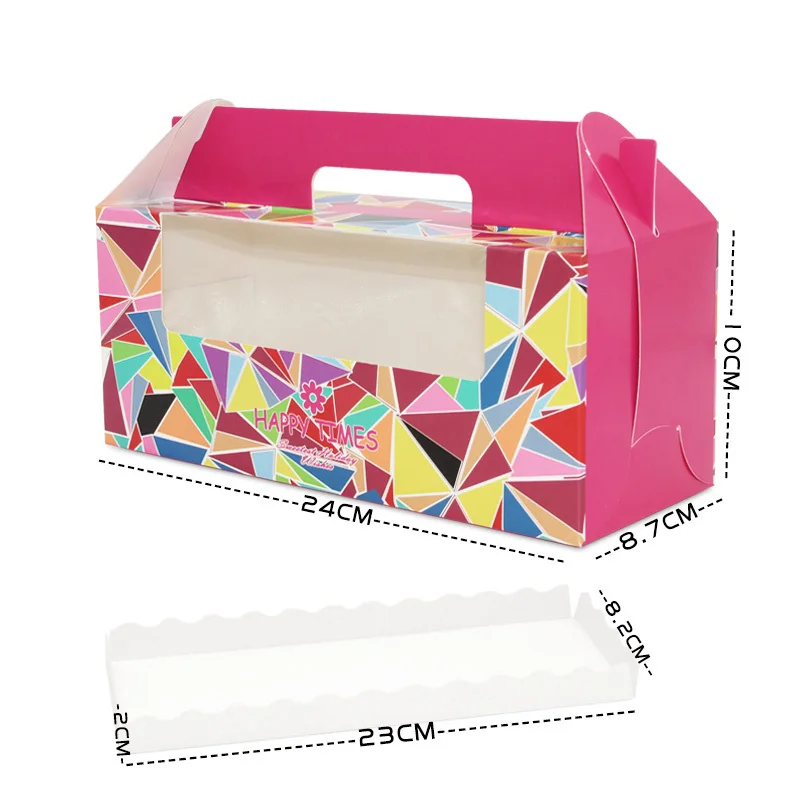 30 шт кекс коробка с окном ручка рулет бисквитный крафт-бумага для упаковки подарка коробка свадьбы детей день рождения Главная Вечерние поставщика - Цвет: Happy time - 2