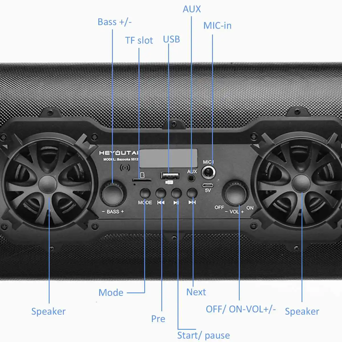 15 Вт портативный наружный сабвуфер бас-динамик беспроводной bluetooth динамик стерео громкий динамик музыкальная звуковая система AUX/USB/TF/радио FM