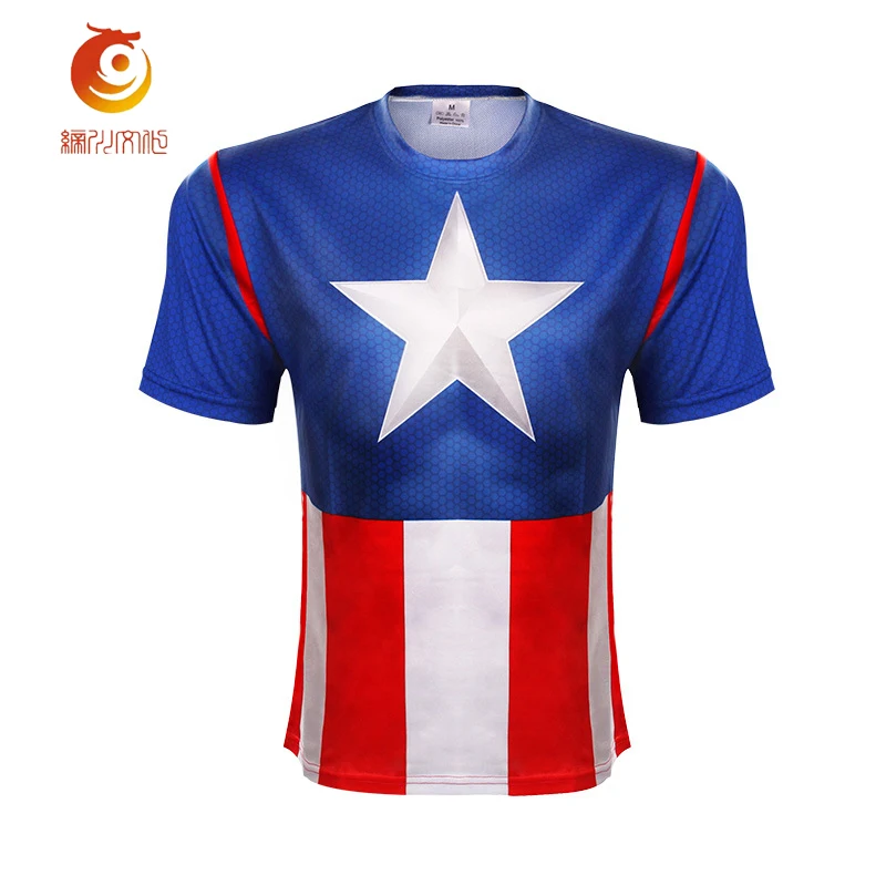 T Shirt 3D Printed Polyester Fiber Comfortable Breathable Captain
