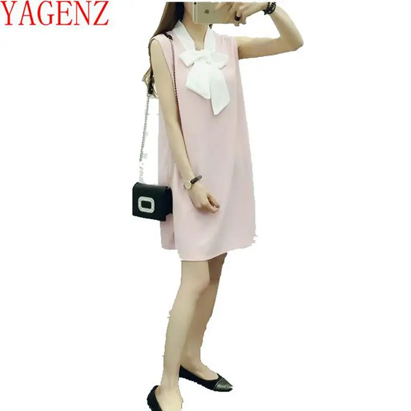 

YAGENZ2017 Summer clothes New product Students Women clothing Fashion dress elegant sleeveless vest Large size Loose dress KG423