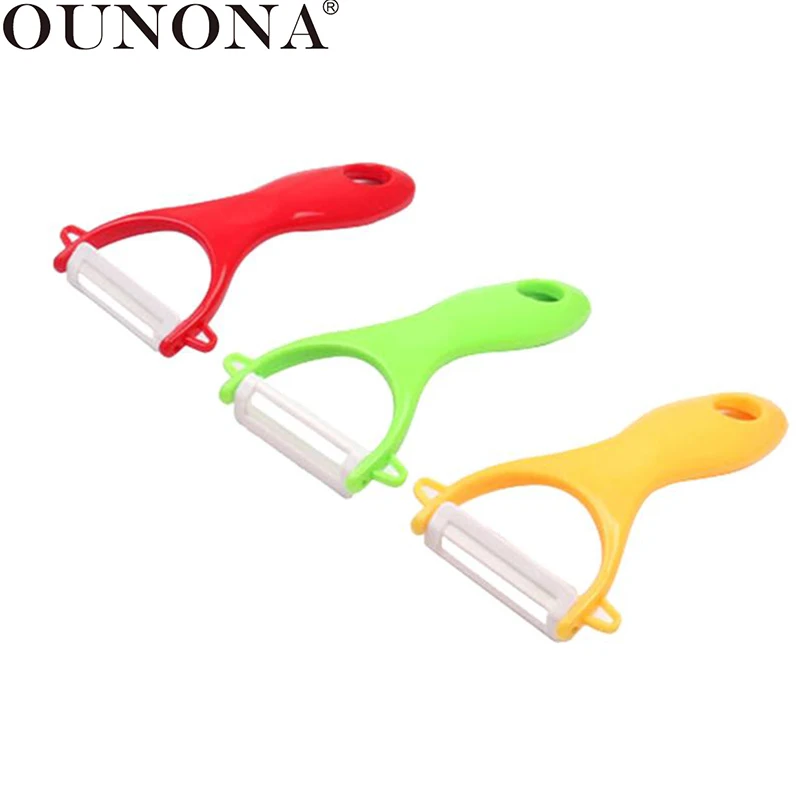 

OUNONA 3Pcs 3 Colors Multifunctional Ceramic & pp Peeler Vegetable Fruit Peeler with Non-slip Comfortable Handle